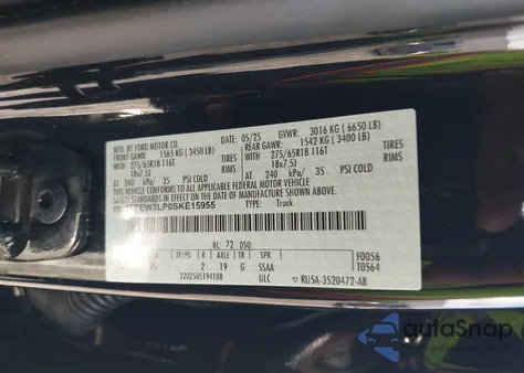 2025 Ford F-150 Xlt z USA, uszkodzony, nr VIN 1FTEW3LP0SKE15955